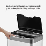 EKO Mirage-T 50 Liter / 13.2 Gallon Touchless Rectangular Motion Sensor Trash Can, Brushed Stainless Steel Finish