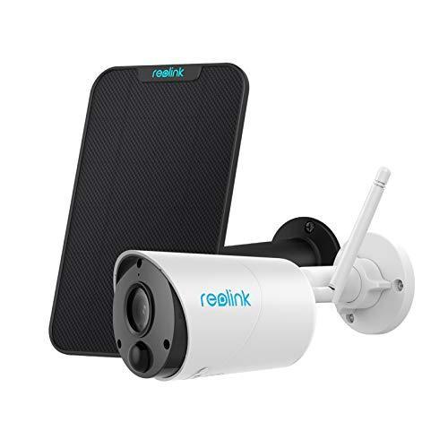 Outdoor Security Camera System Wireless, Solar Battery Powered, 1080p Wirefree Waterproof 2-Way Audio Night Vision w/ PIR Motion Sensor, Support Alexa/Google Assistant, REOLINK Argus Eco+Solar Panel