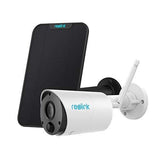 Outdoor Security Camera System Wireless, Solar Battery Powered, 1080p Wirefree Waterproof 2-Way Audio Night Vision w/ PIR Motion Sensor, Support Alexa/Google Assistant, REOLINK Argus Eco+Solar Panel