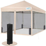 Quictent 10×10 Easy Pop up Canopy Tent Screened with Mosquito Netting Instant Gazebo Screen House Room Tent Waterproof, Roller Bag & 4 Sand Bags Included(Tan)