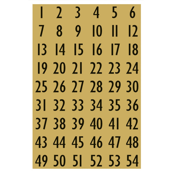 Numbers 13x12 mm 1-100 Gold foil Black (4146)