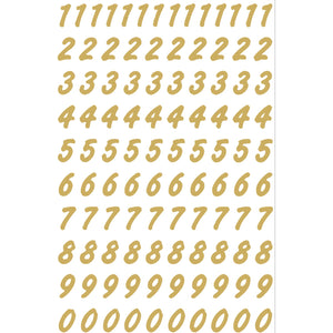 Numbers 8 mm 0-9 weatherproof Transparent foil Gold (4151)