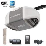 Chamberlain C450 Smart Garage Door Opener – myQ Smartphone Controlled – Ultra Quiet Durable Chain Drive with MED Lifting Power, Wireless Keypad Included, Gray