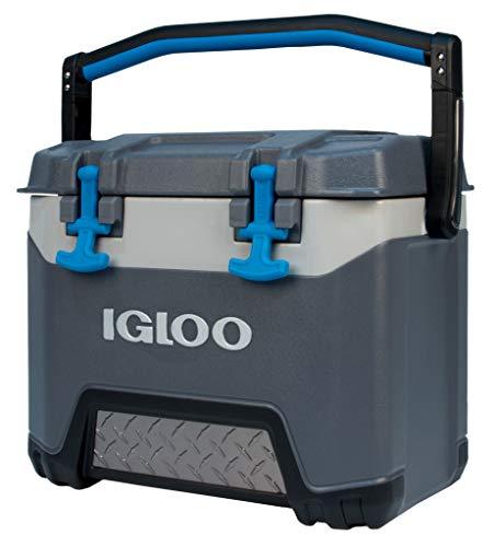 Igloo BMX 25 Quart Cooler with Cool Riser Technology, Fish Ruler, and Tie-Down Points – 11.29 Pounds – Carbonite Gray and Blue