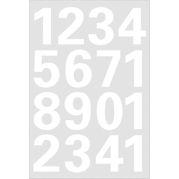 Numbers 25 mm 0-9 weatherproof film White (4170)