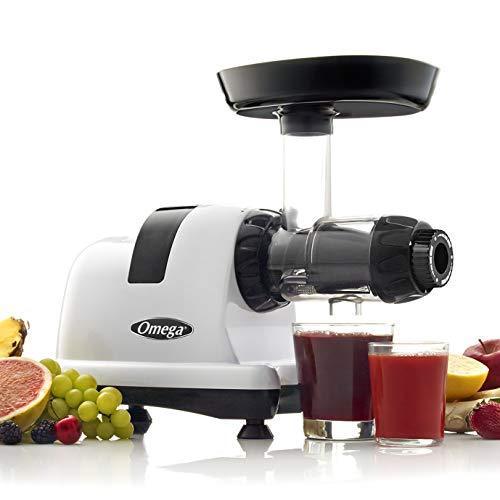 Omega J8006HDS Quiet Dual-Stage Slow Speed Masticating Juicer Makes Fruit and Vegetable 80 Revolutions per Minute High Juice Output, 200-Watt, Silver