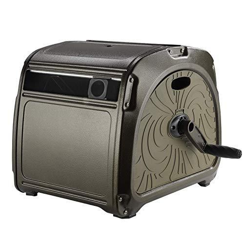 Giraffe Metal Hose Reel Box, Heavy Duty Retractable Garden Hose Reel Hideaway with Crank Handle, 130ft Hose Capacity
