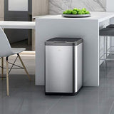 EKO Mirage-T 50 Liter / 13.2 Gallon Touchless Rectangular Motion Sensor Trash Can, Brushed Stainless Steel Finish