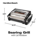 Hamilton Beach Electric Indoor Searing Grill with Viewing Window and Removable Easy-to-Clean Nonstick Plate, 6-Serving, Extra-Large Drip Tray, Stainless Steel (25361)