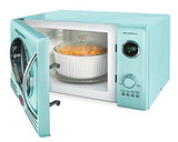 Nostalgia RMO4AQ Retro Large 0.9 Cu Ft, 800-Watt Countertop Microwave Oven 12 Pre-Programmed Cookin, Digital Clock, Easy Clean Interior, Aqua