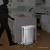 simplehuman 45 Liter / 12 Gallon Slim Hands-Free Kitchen Step Trash Can with Liner Rim, Stainless Steel 12 Gallons, Brushed with Plastic Lid
