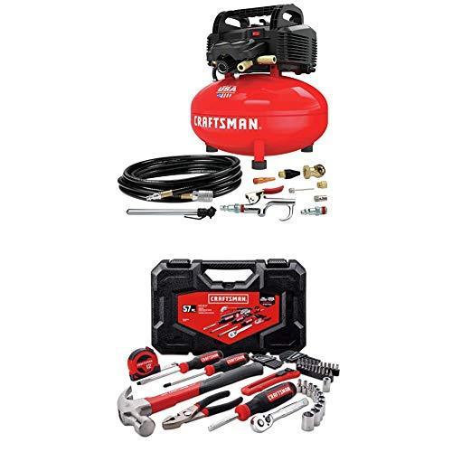 CRAFTSMAN Air Compressor, 6 gallon, Oil-Free Kit with Mechanics Tools Kit/Socket Set, 57-Piece (CMEC6150K & CMMT99446)