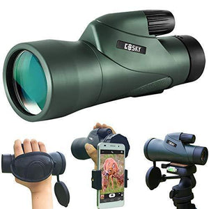 Gosky 12×55 High Definition Monocular Telescope and Quick Smartphone Holder – 2019 Newest Waterproof Monocular -BAK4 Prism for Wildlife Bird Watching Hunting Camping Travelling Wildlife Secenery
