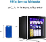 Antarctic Star Mini Fridge Cooler – 60 Can Beverage Refrigerator Glass Door for Beer Soda or Wine – Glass Door Small Drink Dispenser Machine Clear Front Removable for Home, Office or Bar, 1.6cu.ft