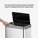 EKO Mirage-X 47 Liter / 12.4 Gallon Touchless Rectangular Motion Sensor Trash Can with Removable Liner, Brushed Stainless Steel Finish