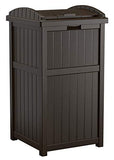 Suncast 33 Gallon Can Resin Outdoor Trash Hideaway with Lid Use in Backyard, Deck, or Patio, Brown