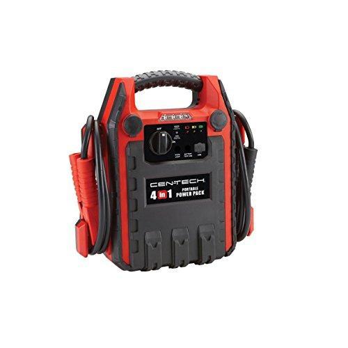 4-in-1 Jump Starter with 260 PSI Air Compressor; 12VDC outlet; Built-in Work Light