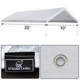 Strong Camel 10’x20′ Carport Replacement Canopy Cover for Tent Top Garage Shelter Cover with Ball Bungees (Only Cover, Frame is not Included)