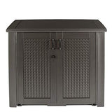 Rubbermaid Extra Large Decorative Patio Storage, Weather Resistant Outdoor Storage Cabinet, Dark Teak