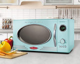 Nostalgia RMO4AQ Retro Large 0.9 Cu Ft, 800-Watt Countertop Microwave Oven 12 Pre-Programmed Cookin, Digital Clock, Easy Clean Interior, Aqua