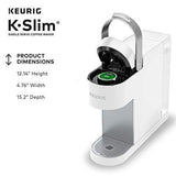 Keurig K-Slim Coffee Maker, Single Serve K-Cup Pod Coffee Brewer, 8 to 12 oz. Brew Sizes, White