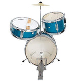 Mendini by Cecilio 13 inch 3-Piece Kids/Junior Drum Set with Throne, Cymbal, Pedal & Drumsticks (Blue Metallic)