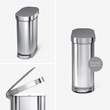 simplehuman 45 Liter / 12 Gallon Slim Hands-Free Kitchen Step Trash Can with Liner Rim, Stainless Steel 12 Gallons, Brushed with Plastic Lid