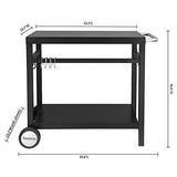 Royal Gourmet Double-Shelf Movable Dining Cart Table,Commercial Multifunctional Steel Flattop Worktable PC3401B