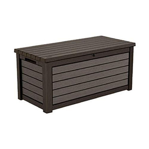 165 Gallon Weather Resistant Resin Deck Storage Container Box Outdoor Patio Garden Furniture, Brown