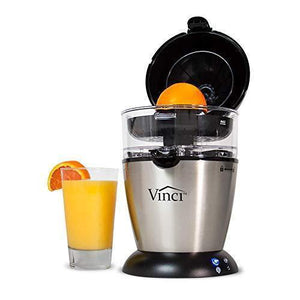 Vinci Hands-Free Electric Citrus Juicer 1-Button Easy Press Lemon Lime Orange Grapefruit Juice Squeezer Easy to Clean Juicer Machine, Black/Stainless Steel