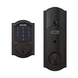 Schlage BE469ZP CAM 716 Schlage Connect Smart Deadbolt With Alarm Inbuilt Camelot Trim In Aged Bronze