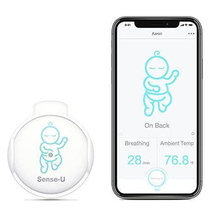 Sense-U Baby Breathing Monitor – HSA/FSA Approved – with Movement Temperature Smart Sensors: Tracks Baby’s Breathing, Rollover Movement, Ambient Temperature with Audio Alerts on Smartphone (Green)