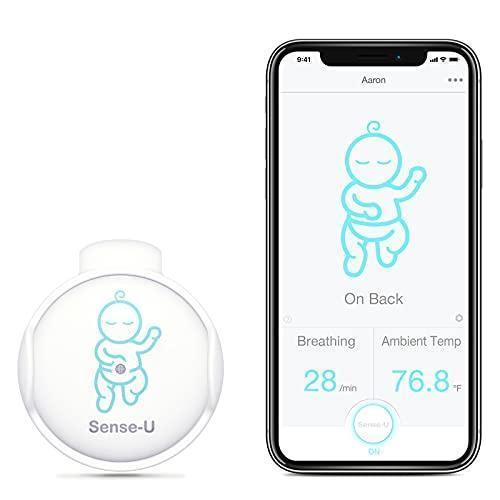 Sense-U Baby Breathing Monitor – HSA/FSA Approved – with Movement Temperature Smart Sensors: Tracks Baby’s Breathing, Rollover Movement, Ambient Temperature with Audio Alerts on Smartphone (Green)