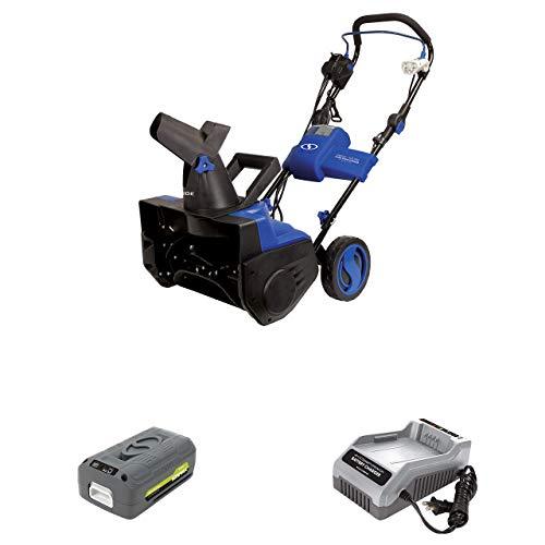Snow Joe iON18SB-HYB 40-Volt iONMAX Hybrid Brushless Single Stage Snowblower Kit  W/ 4.0-Ah Battery and Charger