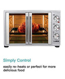 Luby Large Toaster Oven Countertop French Door Designed, 18 Slices, 14” pizza, 20lb Turkey, Silver