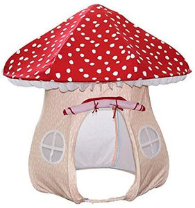 Mushroom Home Cotton Canvas Play Tent, Red/Tan
