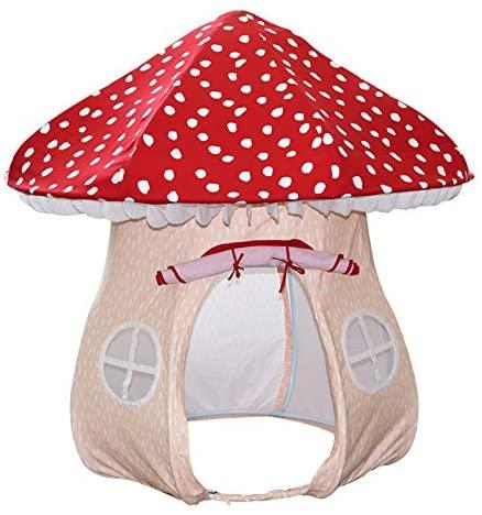 Mushroom Home Cotton Canvas Play Tent, Red/Tan