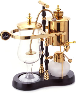 Belgian/Belgium Luxury Royal Family Balance Siphon/Syphon Coffee Maker. Elegant Double Ridged Fulcrum with Tee handle (Egyptian Black & Gold)