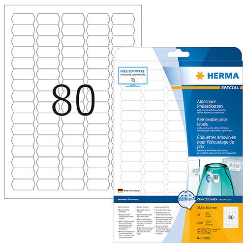 Removable Labels A4, 35,6 x 16,9 mm, White (10002)