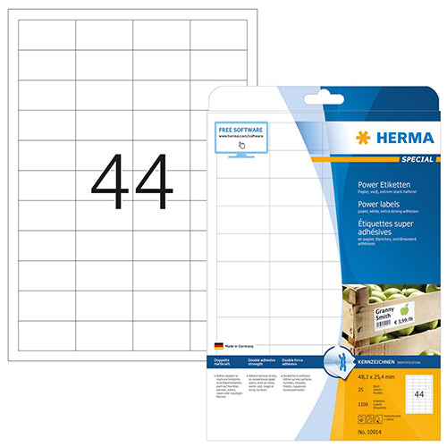 Power labels, with strong adhesion A4, 48,3 x 25,4 mm (10914)