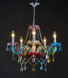 Saint Mossi Modern Contemporary Elegant K9 Crystal Glass Chandelier Pendant Ceiling Lighting Fixture – 5 Lights, Colorful Painted