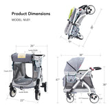 Multi-Purpose Folding Single Stroller Wagon with Deep Carriage, Zipper Doors, Removable & Reversible Canopy, Seat (Chariot Mini Black)