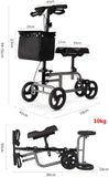 4 Wheels Knee Scooter Walker, All Terrain Rolling Steerable Adjusted Height Walking Aid with Storage Bags, Disabled Crutches Alternative Knee Walker for Leg and Foot Injuries