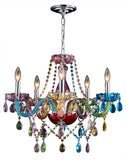 Saint Mossi Modern Contemporary Elegant K9 Crystal Glass Chandelier Pendant Ceiling Lighting Fixture – 5 Lights, Colorful Painted