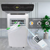 10,000 BTU Portable Air Conditioner + 9,000 BTU Heater, 4-in-1 AC Unit with Built-in Dehumidifier, Fan Modes, Remote Control, Complete Window Exhaust Kit for Rooms Up to 350 Sq. Ft