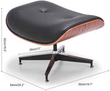 Modern Lounge Chair with Ottoman, High Grade Leather Lounges Chrome Base Support Chairs for Living Room