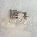 Mencino Modern Wall Light Satin Nickel Hardwired 20" Wide 3-Light Fixture Clear Glass for Bathroom Vanity