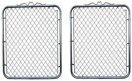 Galvanized Chain Link Garden Fence Gate 48-inch Overall Height by 44 inch Frame Width (Fit a 48-inch Opening) 2 Pack Chain Link Fence Walk-Through Gate