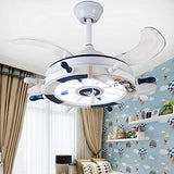 Modern LED Ceiling Light Nordic Cool Light Nautical Style Anchor Hanging Ceiling Fan with Invisible Blade Flushmount Pendant Light in White Finish for Living Room Kid's Bedroom Children's Room