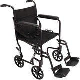 Aluminum Transport Wheelchair – 19” Wheel Chair Transport Chair – Burgundy